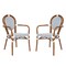Merrick Lane Celia Set of Two Stacking Thonet Bistro Style Chair with Arms, PE Rattan Seat, and Metal Frame for Indoor/Outdoor Use